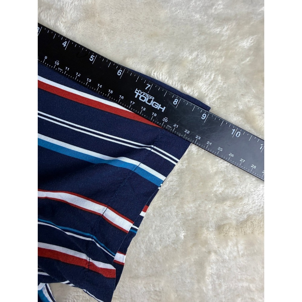 Denim & Flower Ricky Singh Mens Large Navy Blue Red Striped Viscose Size L Shirt - Picture 6 of 11